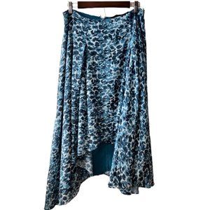 House Of Harlow x Revolve Womens Cici Blue Watercolor Asymmetric Flowy Skirt L